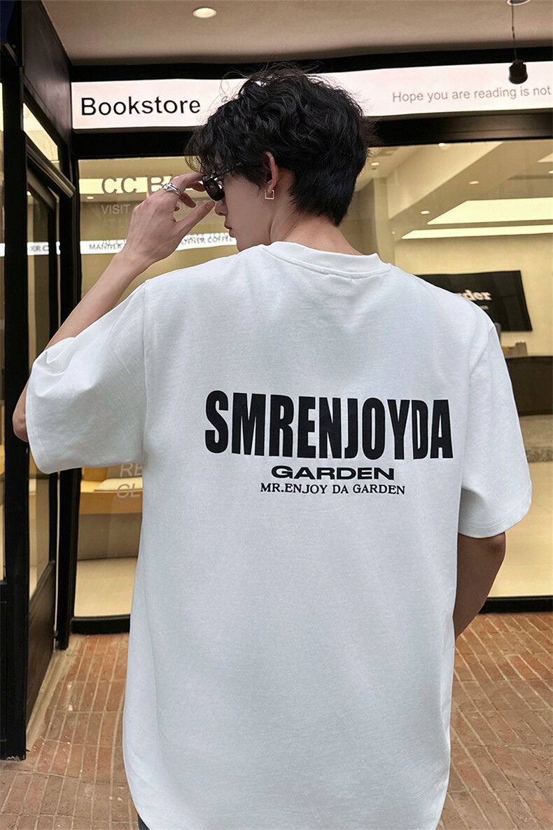 潮牌短袖T恤花绘刺绣设计感T恤美式复古条纹口袋短袖T恤半袖P48,男装T恤,电商B319