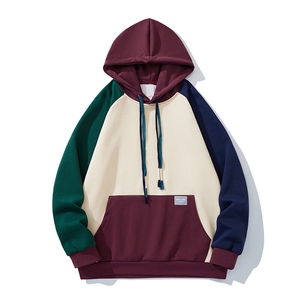 新潮设计时尚拼接连帽卫衣高街慵懒风潮流复古上衣HY270P65控98图片