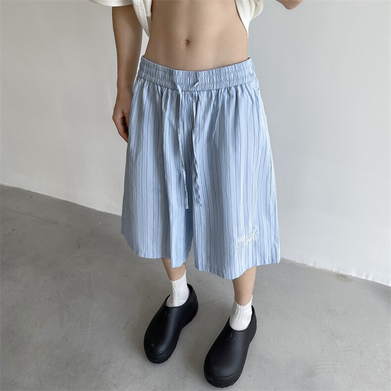 竖条纹休闲短裤男女韩版潮字母刺绣夏季2024新款五分裤K5213-P37,男装牛仔裤,星座412-2