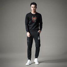 男圆领卫衣刺绣工艺个性潮时尚秋冬男标准码货号6057-1，男装卫衣，钱塘6007(原2006)