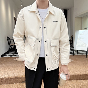 社会小伙轻奢秋季新款翻领工装休闲夹克印花外套男 JK128-P110图片
