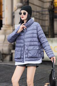 时尚立领包边羽绒服图片