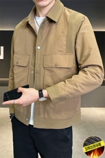 加棉加厚夹克外套男秋冬季2024新款拼接潮牌A313-89601-P145，男装夹克，电商A313