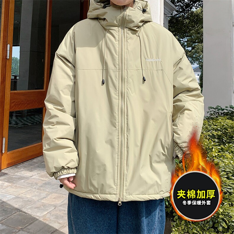 2024冬上新港风男加绒加厚连帽棉衣冲锋衣棉服外套男装JK2800P95图片