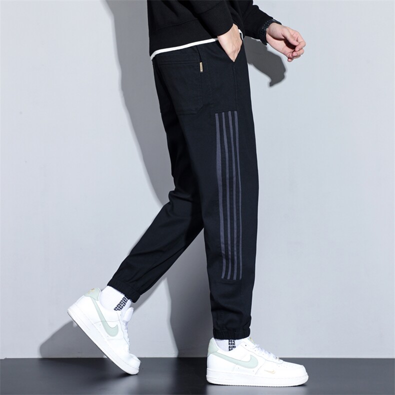 C666中厚p42现货款秋冬保暖金刚条日系卫裤男宽松加厚休闲运动裤,男装休闲裤,星座224