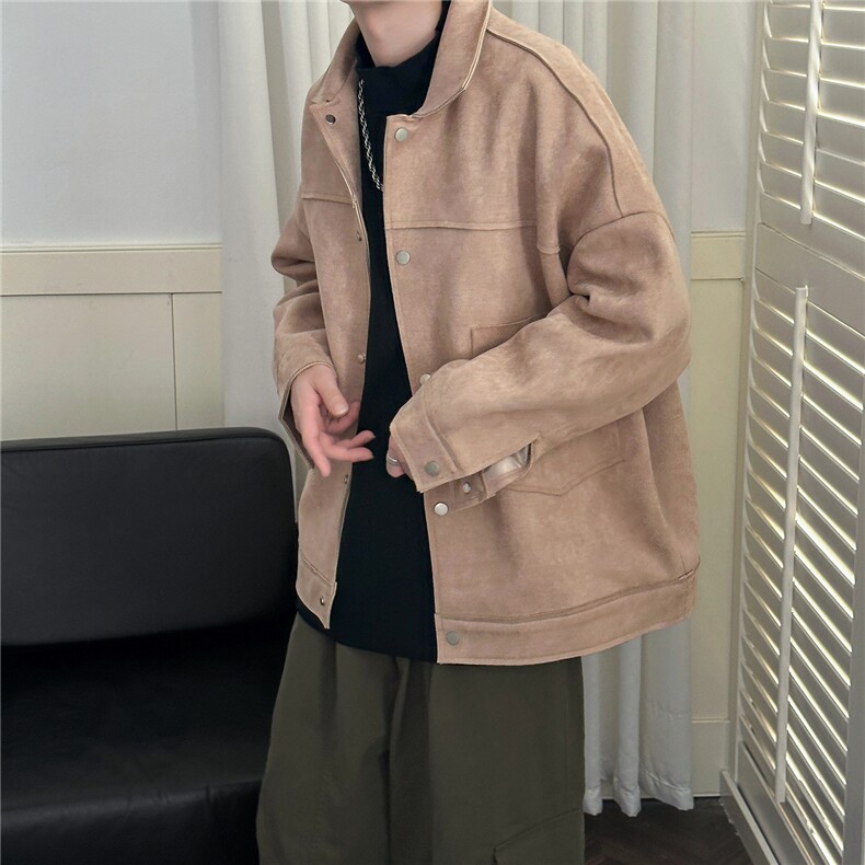 现货日系鹿皮绒外套男宽松休闲呢子夹克A351-A130-P125图片