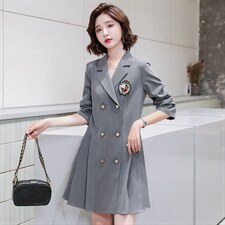 西装双排扣连衣裙气质轻熟风女装女神范职业装，女装连衣裙，寒都衣屋