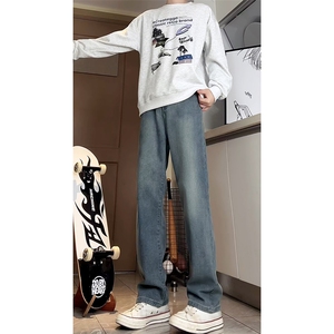 A178  秋冬季新款美式休闲牛仔裤男直筒宽松9306  P55限价68图片