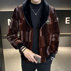 冬男商务休闲夹克金貂绒外套中年时尚保暖上衣爸爸装ZX8908-P245，男装夹克，星座1105-3