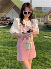 夏季印花木耳边T恤，女装T恤，简蔻