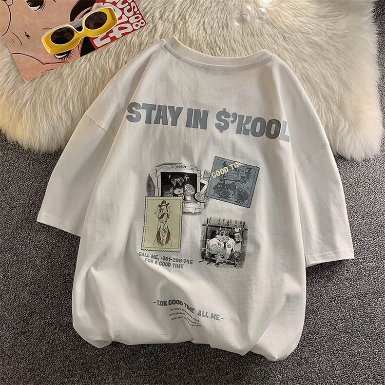 DX56P35港风毛毯短袖青少年学生百搭休闲潮流宽松T恤纯上衣,男装T恤,星座1204-3