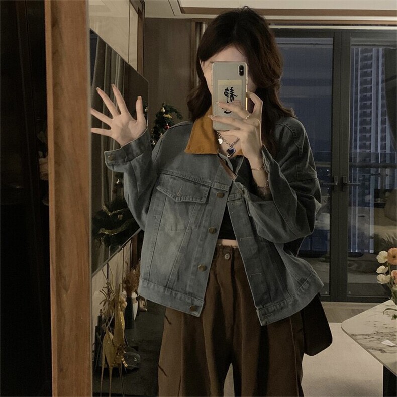 美式风街头复古牛仔外套春小个子拼接高级设计感小众上衣C761-85，男装工装外套，星座911-2(原星座613-2）