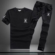 青春流行常规圆领抽象图案套装运动夏季修身型印花青年套头青春活力，男装套装，星座1506-1