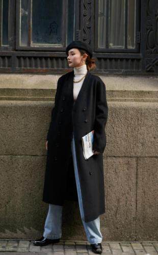 现货双排扣羊绒大衣，女装，是爱 SHI AN