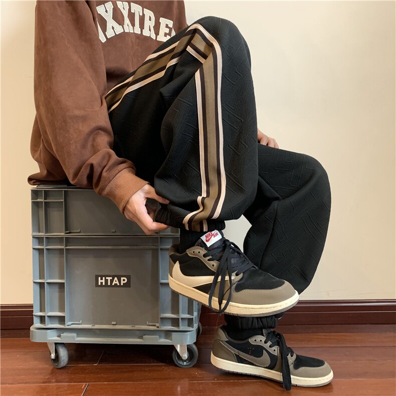 冬季提花加绒加厚织带束脚休闲裤M~5XLXZ604-KG52JR-P65控78,男装卫衣,星座604