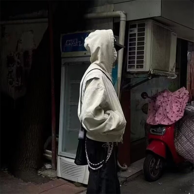美式复古解构设计重磅外套男士2025秋冬季拉链开衫潮牌连帽夹克,男装夹克,星座1210-1