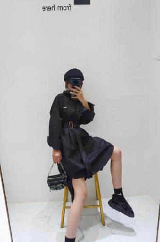 秋季中长款衬衣裙，其它，E·呀