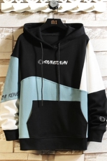 7XL-M挂拍2023春季新款连帽卫衣男加肥加大码撞色长袖上衣控价88，男装卫衣，钱塘717(原712)