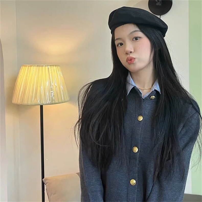 纯色2024年秋季圆领单排扣时尚羊毛衫,女装羊毛衫,德聚羊绒
