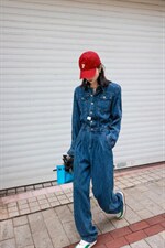 水洗牛仔连体裤，女装连体裤，梵蔻