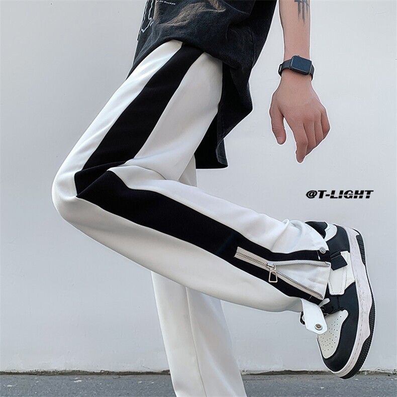 夏数据款高品质垂感西裤高街小众休闲裤男拉链拼色裤子K2306-P60，男装西裤，电商A062