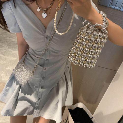 网纱拼接衬衫裙，女装衬衫，XTZ style