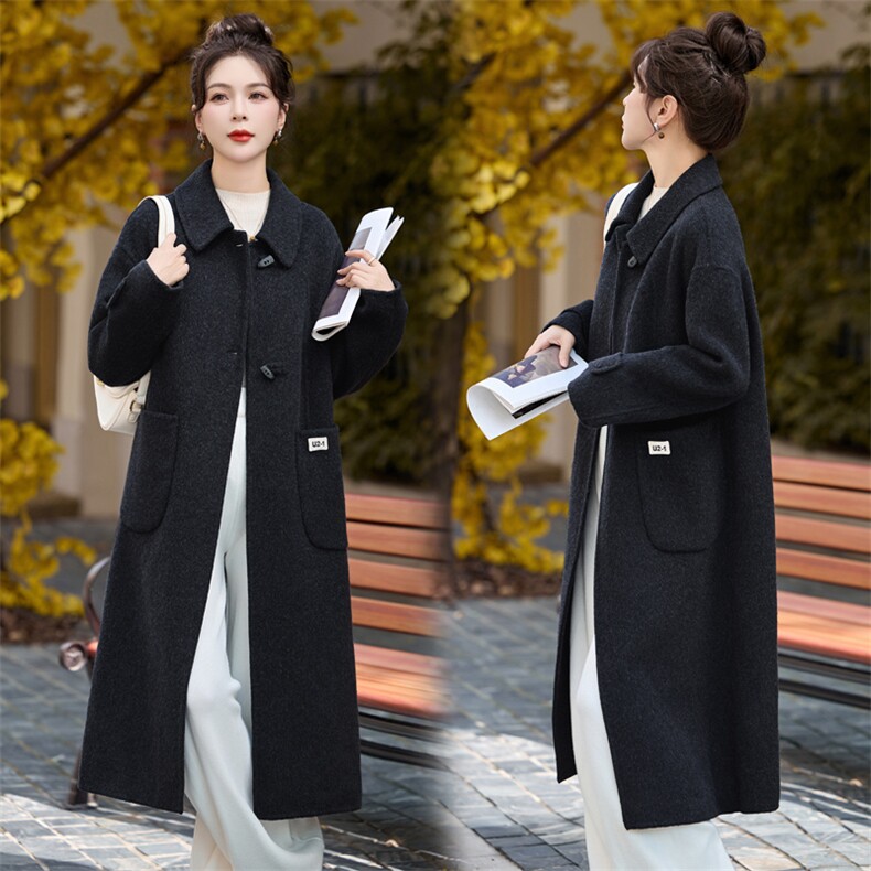 2024冬季新款女装双面毛呢大衣时尚显瘦长款外套，女装双面呢大衣，艾尚靓装
