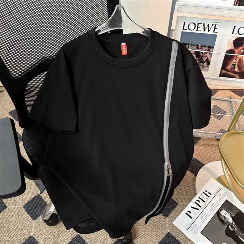 短袖t恤男2025新款五分袖宽松圆领上衣夏季美式衣服美式高街半袖,男装T恤,星座1210-1