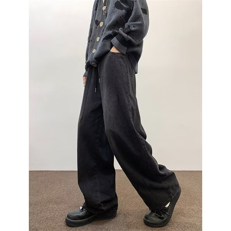 牛仔裤男韩版潮流高街帅直筒阔腿2024春季新款ins长裤RK1491-P43,男装牛仔裤,星座412-3