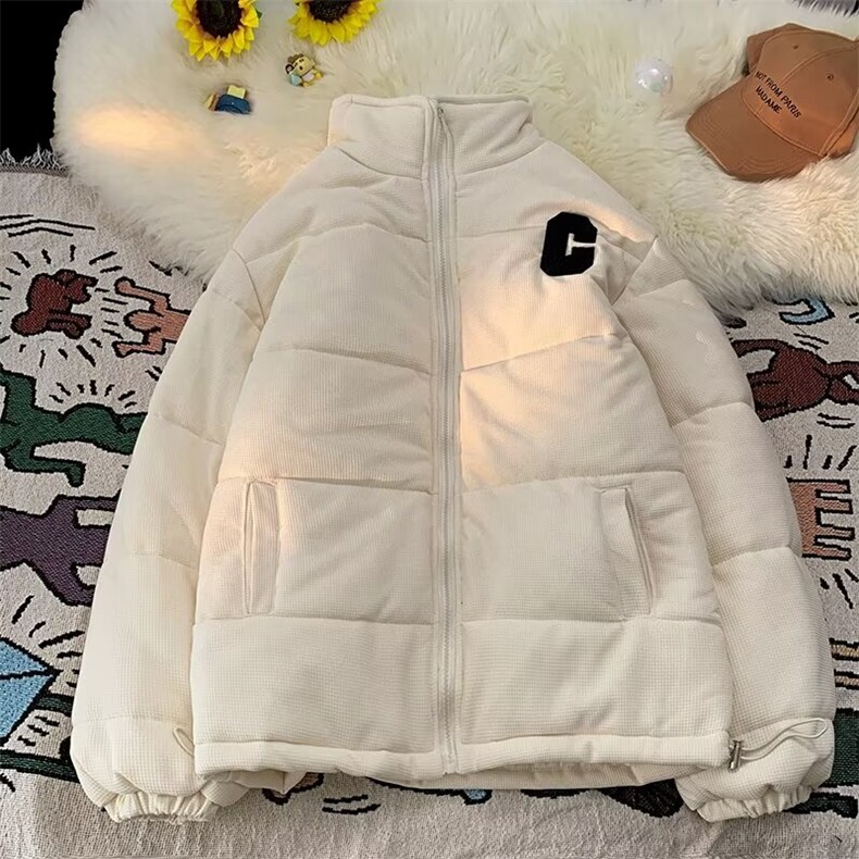 华夫格棉服男款冬季加厚立领面包服外套日系潮牌宽松情侣棉衣800,男装棉衣,星座506B