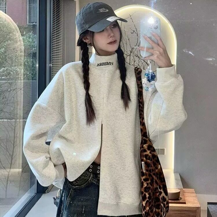 高级设计感米白色毛呢外套女春秋新款韩版小个子宽松显瘦短款上衣图片