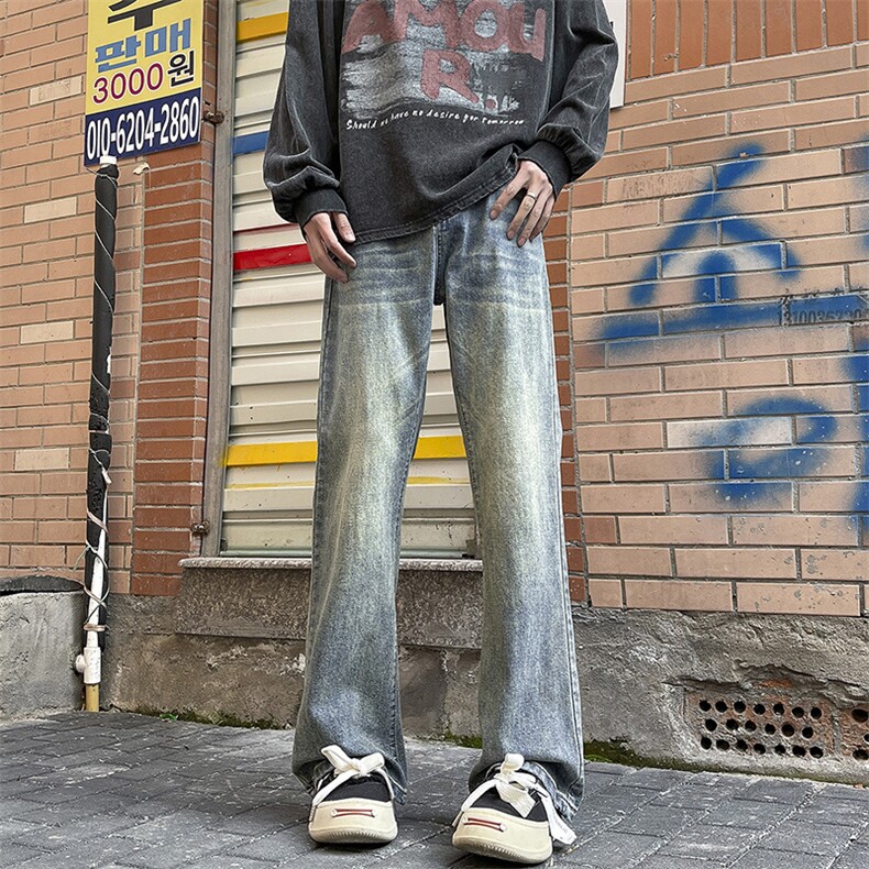 春季美式潮流高街复古宽松水洗牛仔裤K2374P55,男装牛仔裤,电商D325
