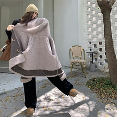 连帽羊毛羔机车风皮毛一体毛绒外套8809-P205-K298，女装毛呢外套，2B190