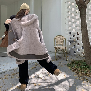 连帽羊毛羔机车风皮毛一体毛绒外套8809-P205-K298图片