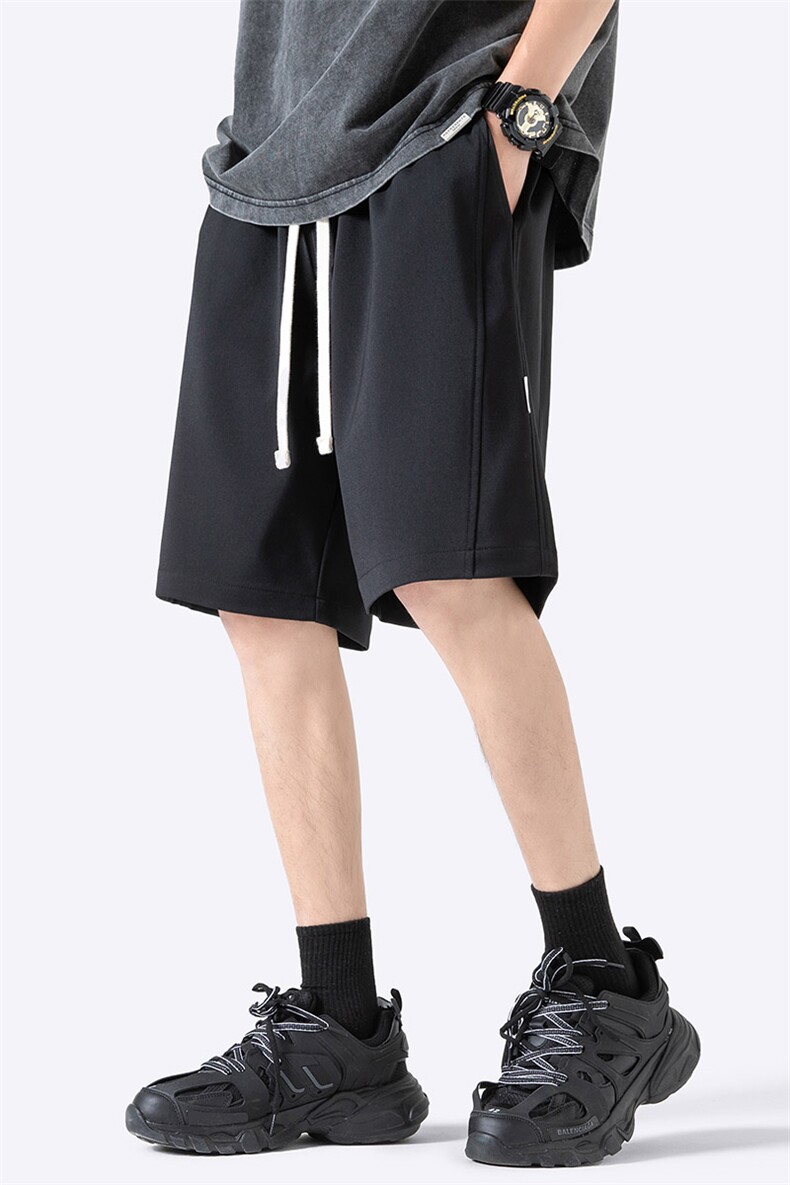 夏季新款冰丝垂感短裤无影墙休闲裤男免烫宽松凉感K23201-P39控58,男装牛仔裤,星座717