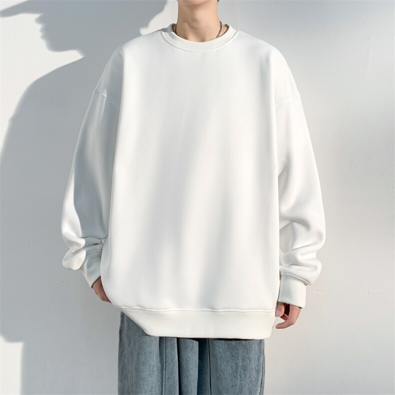 抖音得物高品质二开支持退换25秋冬全棉宽松圆领纯色卫衣HM07,男装卫衣,电商A486