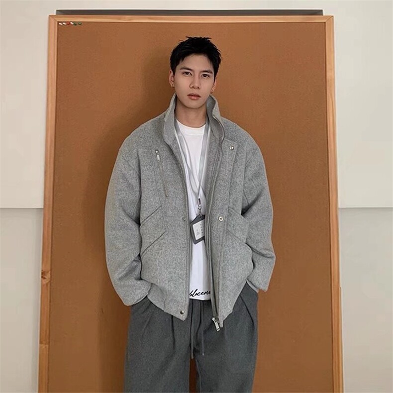 W9138-P100 网图现货 解构双拉链哈灵顿棉服加厚百搭流行潮流新款图片