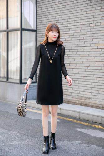 2021秋季新款简约，休闲，通勤风，假两件套连衣裙，女装连衣裙，衣佳佰分