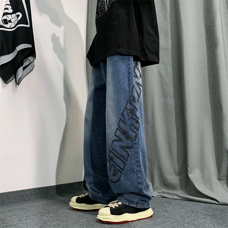 秋季ins潮牌高街长裤美式复古牛仔裤男宽松百搭直筒裤K4770-P45,男装牛仔裤,星座512-2
