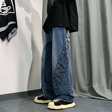 秋季ins潮牌高街长裤美式复古牛仔裤男宽松百搭直筒裤K4770-P45，男装牛仔裤，星座512-2
