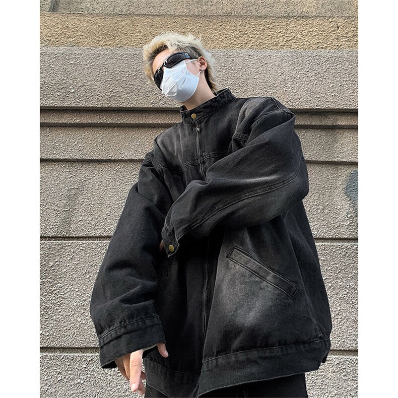 美式高街牛仔外套男韩版潮流个性帅2025春季ins宽松夹克W5518-P67图片
