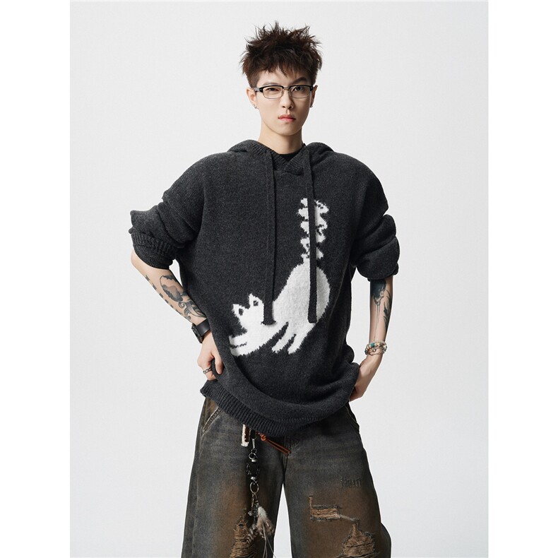 针织衫带帽卡通慵懒风毛衣D309B-MY04-P68108,男装针织衫/毛衣,电商D309B