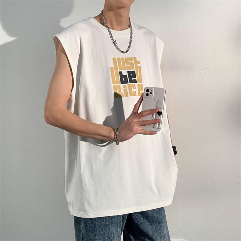 夏季港风t恤男宽松大码纯棉运动背心坎肩潮牌无袖BX010P25,男装背心/马甲,星座1204-3