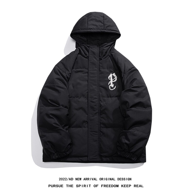 白鸭绒白底冬季新品字母印花连帽羽绒服外套YR175P195控258,男装羽绒服,电商A247-1
