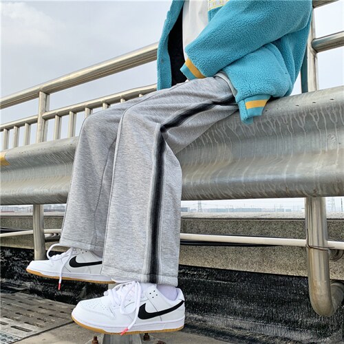 春季男士休闲裤子直筒宽松潮流百搭运动裤阔腿长裤子K04-P35图片