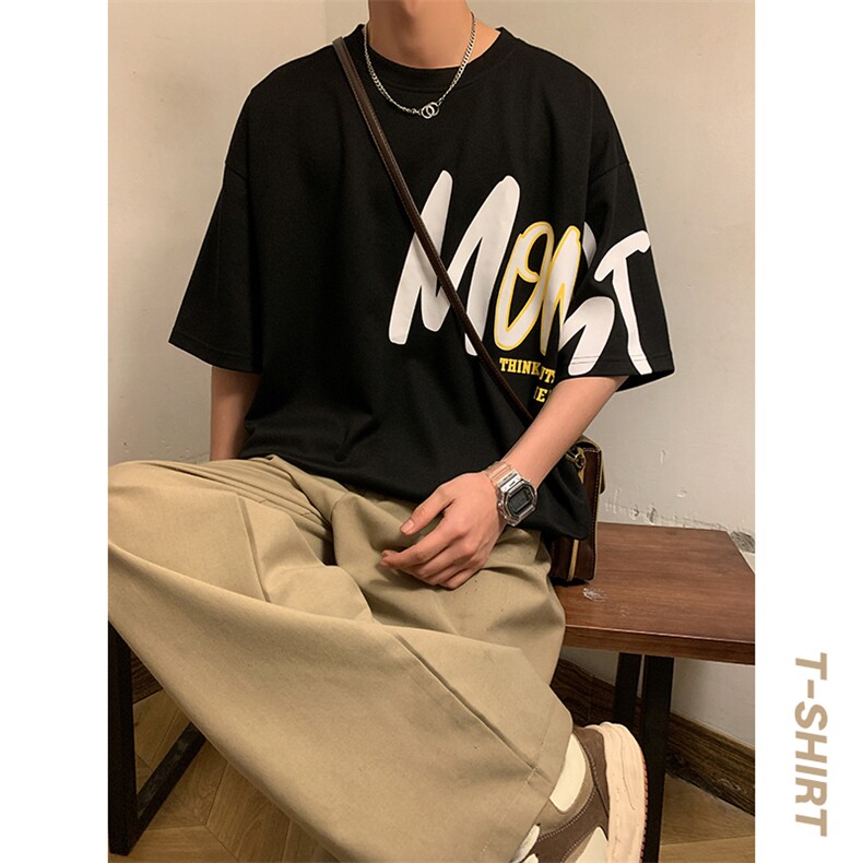 短袖男港风暖光夏季休闲百搭字母圆领T恤男上衣TC3133-P25图片