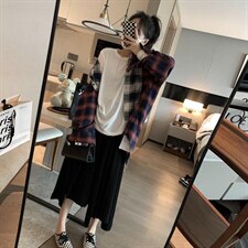 磨毛格子衬衫，女装衬衫，XTZ style