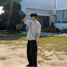 816B-CS023-P45中性风夏季学生休闲韩版条纹短袖衬衫韩男，男装衬衫，星座816B