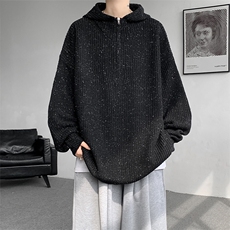 现货MY7131-特P65设计感美式半拉链毛衣连帽针织衫慵懒风外套，男装针织衫/毛衣，电商A059