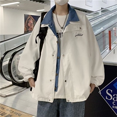 春秋季假两件外套男女宽松港风美式拼接休闲夹克男JK005-p55有货，男装夹克，星座302B